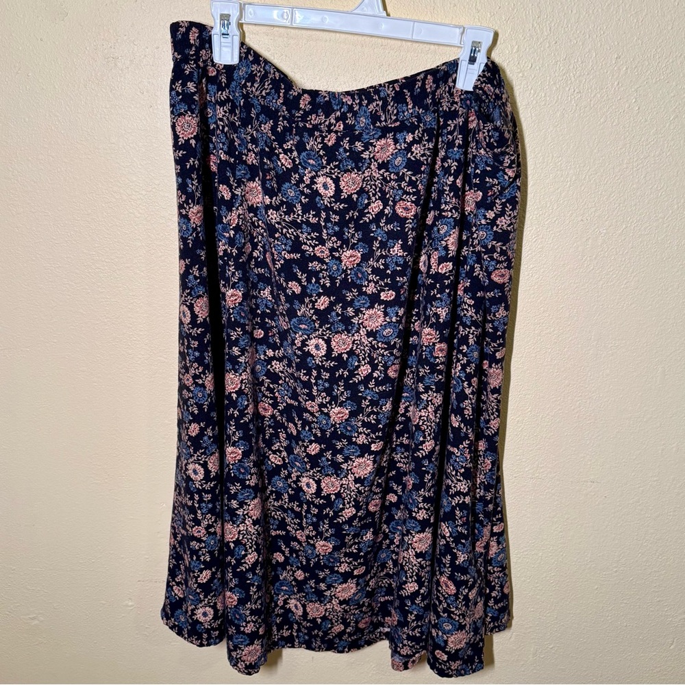 Venezia Navy Floral Midi Skirt - Picture 2 of 5
